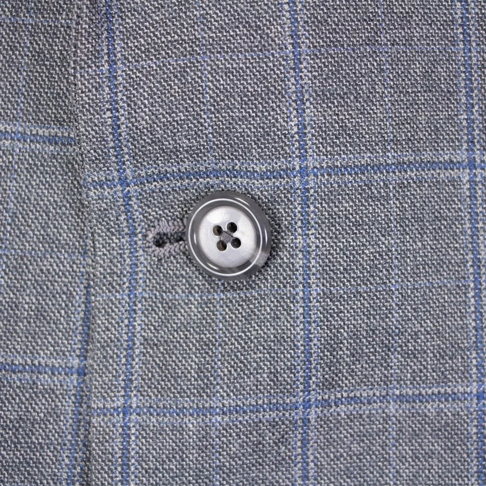 Hart Shaffner Marx Mens 44R Gray Check Windowpane‎ Sport Coat Blazer Jacket USA